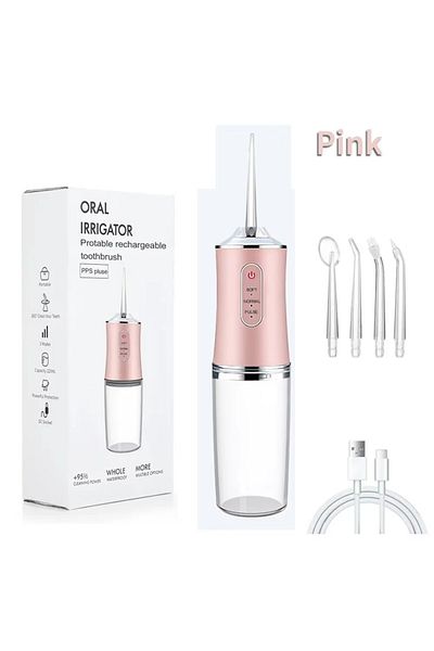 Choice Pink Portable Smart Electric Oral Irrigator Water Flosser 4 Jets 3 Modes Rechargeable Dental Water J