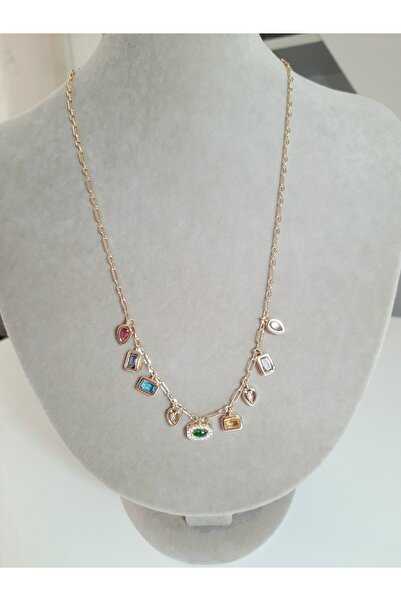 Helys Accessories Round Colored Stone Necklace