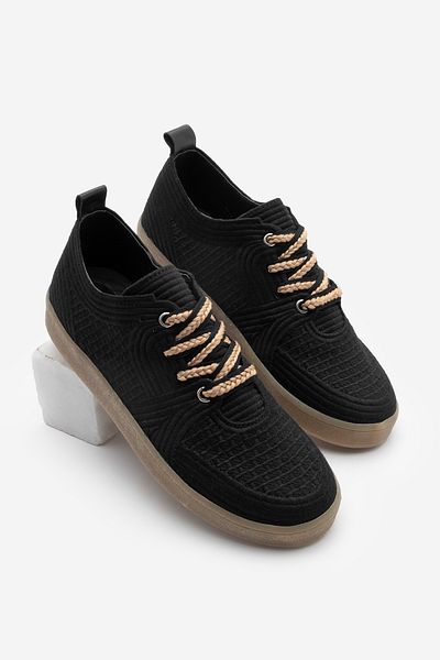 Marjin Women's Sneaker - Black Embroidered Embroidered Sneakers