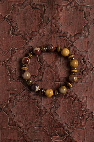 Saff Doğal Taş Certified Natural Tiger Eye and Jasper Stone Bracelet