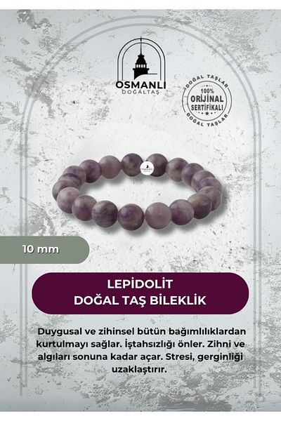 OSMANLI DOĞAL TAŞ Lepidolit 10mm Natural Stone Bracelet