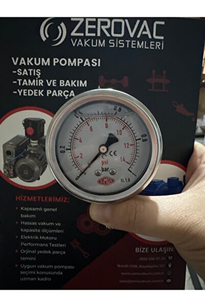 SIMGA 0-1 Bar Çap Ø100 Mm Alttan Bağlantılı Gliserinli Manometre