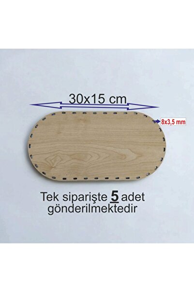 ASUDE HEDİYELİK Ahşap Krem 30x15 Cm 5 Ad Bambu Tepsi Örgü Plakası Supla Delik...