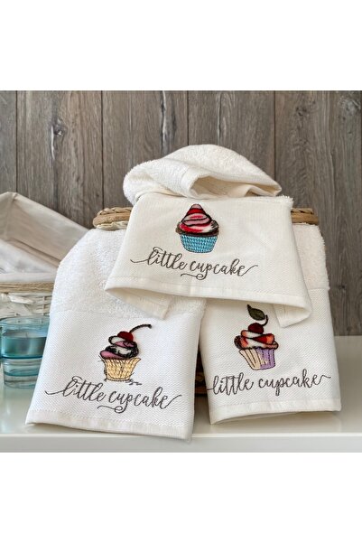 MARİBOR KAÇAMAK 3 - Nakışlı Mutfak Havlusu %70 Bambu / %30 Pamuk - Krem 3'lü ...