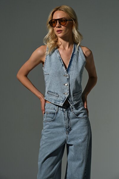 Maule Γυναικείο γιλέκο με κουμπιά από 100% βαμβάκι Gabardine @Sassari