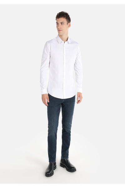 Colin's Süper Slim Fit Shirt Neck Düz Erkek Beyaz Uzun Kol Gömlek