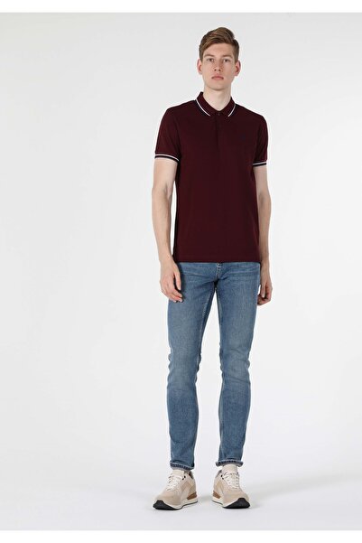 Colin's Класичний комір поло з прямим чоловічим бордовим коміром з коротким рукавом