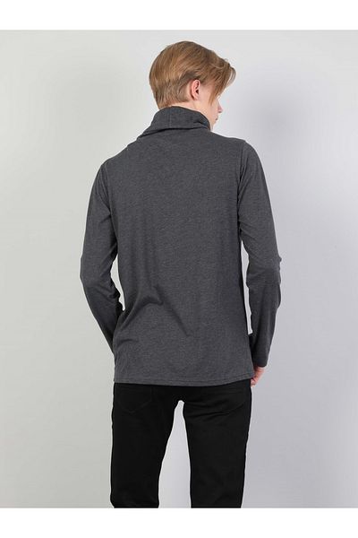 Colin's Regular Fit Half Fisherman Men's Antra Melange Long Sleeve T-Shirt Cl1036982