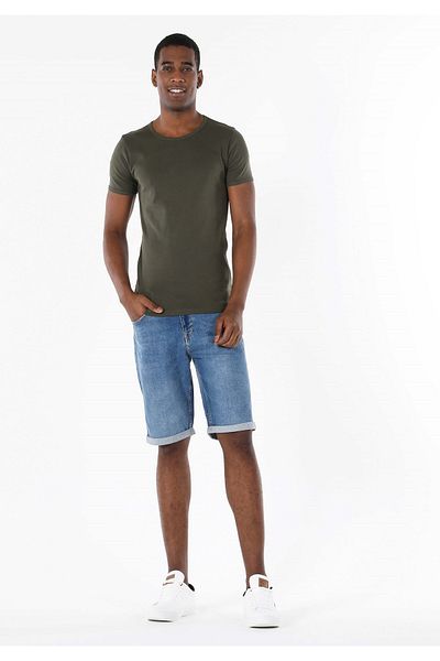 Colin's Slim Fit Crew Neck Knitted Men's Khaki Short Sleeve T-Shirt Cl 1042915