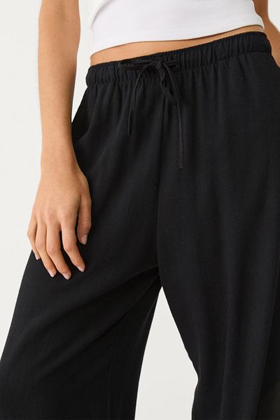 VODENS Linen Blended Loose Fitting Black Trousers