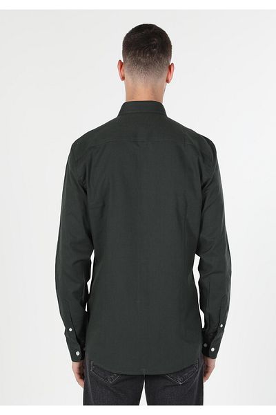 Colin's Slim Fit Shirt Neck Plain Men's Green Long Sleeve Shirt