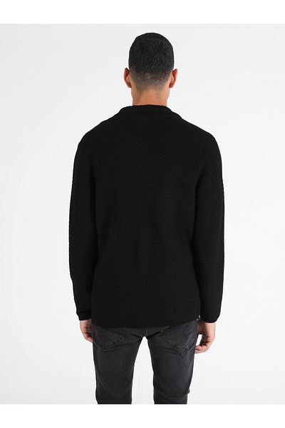 Colin's Black Regular Fit Men's Cardigan - Cl 1046046