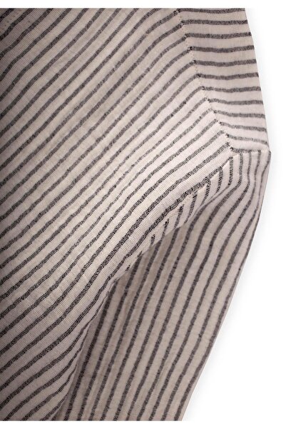 Cigit Organic Judge Collar Muslin Shirt 2-10 Years Black Striped