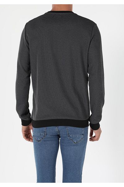 Colin's Tricou negru cu mânecă lungă pentru bărbați, cu gât rotund, cu croială normală