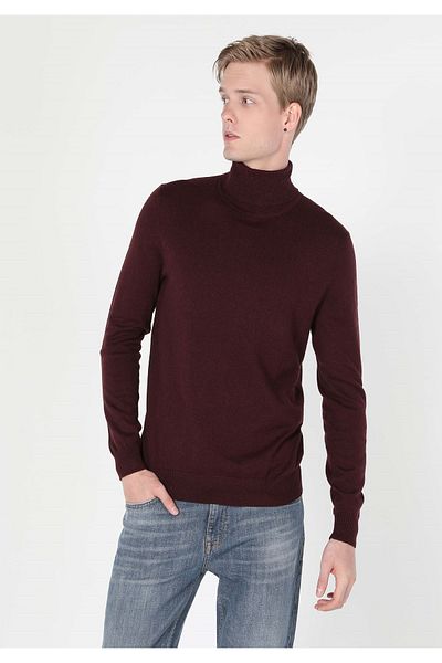 Colin's Pulover mov pentru bărbați, cu gât țesut, jacquard
