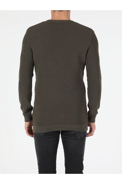 Colin's Slim Fit Round Neck Men's Green Sweater