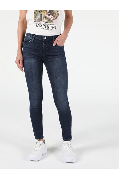 Colin's Pantaloni de damă, cu talie medie, cu picioare înguste, super slim, indigo închis