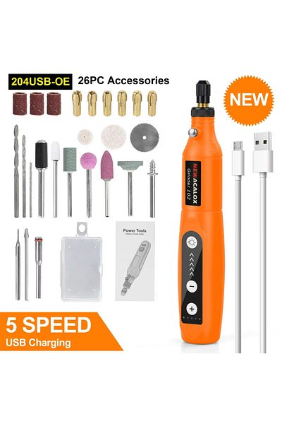 Choice 204USB-OE NEWACALOX USB Charging Variable Speed Mini Grinder Machine Rotary Tools Kit Grinder Set wi