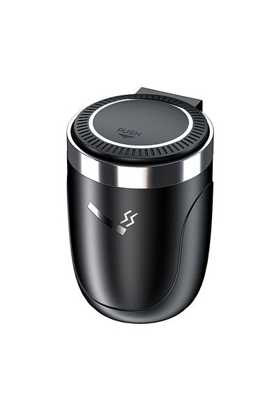 Choice Black 1pc Car Ashtray With Led Light Universal Alloy Ash Tray Aluminum Cup Smokeless Auto Ashtray Fl