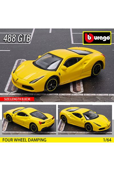 BBURAGO 488 GTB Bburago1:64 Ferrari E812 COMPETIZIONE نموذج سيارة من سبائك معدنية صغيرة مجموعة هدايا مشهد
