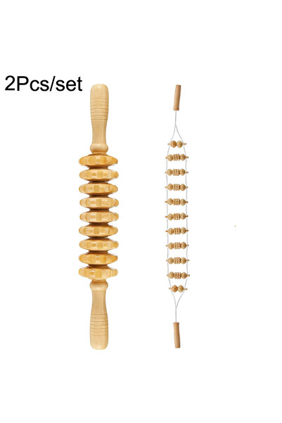 Choice 2 قطعة من بكرة تدليك الظهر الخشبية، حبل خشبي، أدوات تدليك علاجية خشبية...