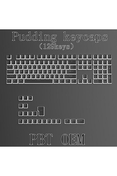 Choice Pudding Keycap Black 129keys Keyboard Keycap Oem Profile Pbt Material Key Cap For Mx Hot Swap Mechan