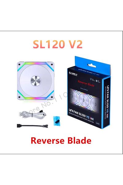 Choice مروحة A-RGB قياسية بيضاء قطعة واحدة - عكسية Lian Li Uni Fan Sl V2 Sl120v2 شفرة عكسية ترقية الأداء بنسبة 10%