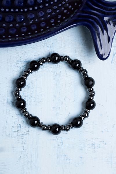 Deniz Doğal Taş Certified Tourmaline and Hematite Natural Stone Protection Bracelet
