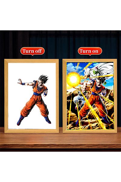 BANDAI Usb Dragon 13 Anime Dragon Ball Z Light Painting Photo Frame Dragon Ball Figures Goku Action Figure