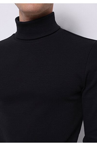 Colin's Slim Fit Yarım Balıkçı Yaka Düz Erkek Lacivert Uzun Kol Tişört