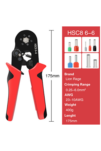 Choice كماشة ضغط طرفية أنبوبية HSC8 6-6 كماشة ضغط أطراف أنبوبية HSC8 6-4A كما...