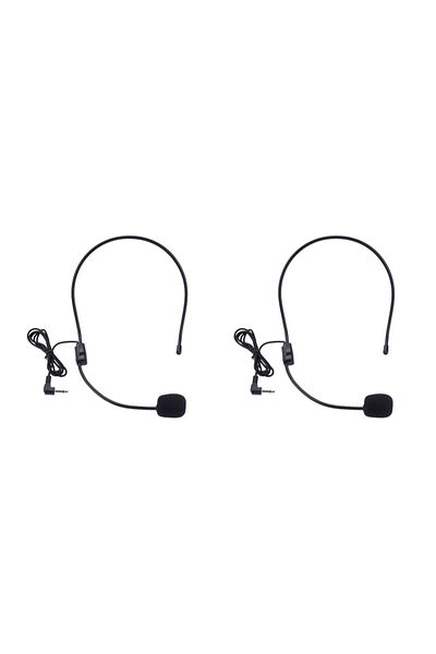 Alloet 2 Pcs 3.5mm Plug Guide Lecture Speech Headset Mic Head-mounted Head Wear Microphone Voice Amplifier