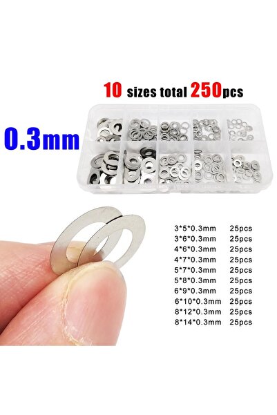 Choice 250pcs 0.3mm 1 Box 0.1mm 0.2mm 0.3mm Thick Ultra Thin Flat Washer Adju...