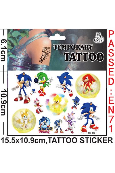 BANDAI 319 8styles Sonic Anime Tattoo Stickers Game Figure Hedgehog Cartoon Waterproof Durable Stickers Toy