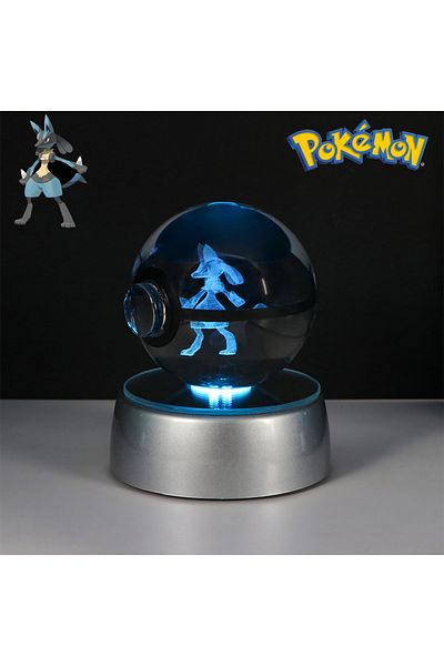 Takara Tomy Lacario Pokemon Crystal Ball Pikachu Gengar Eevee Mewtwo Lacario Anime Game Pokeball Led Night Light