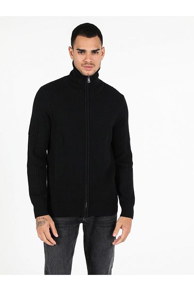 Colin's Men's Black Slim Fit Cardigan - Cl 1051630