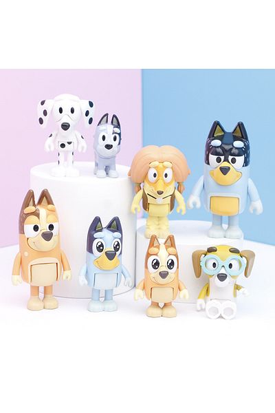 bluey B8pcs New Cute The Bruy Family Action Figure Cartoon Ed Bingo Model Doll Anime Toys For Kids Bi