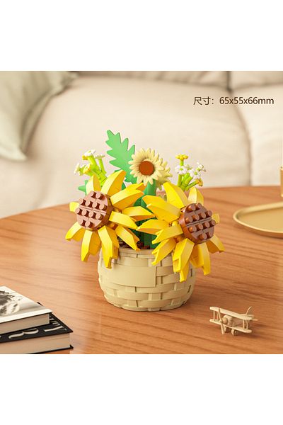 Choice No Box 162pcs DIY MOC Potted Rose Sunflower Plants Succulents Bonsai Tree Gardens Romantic Building