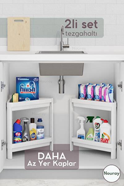 nouray 2 Katlı Az Yer Kaplayan Üçgen Düzenleyici Deterjanlık Mutfak,banyo Raf...