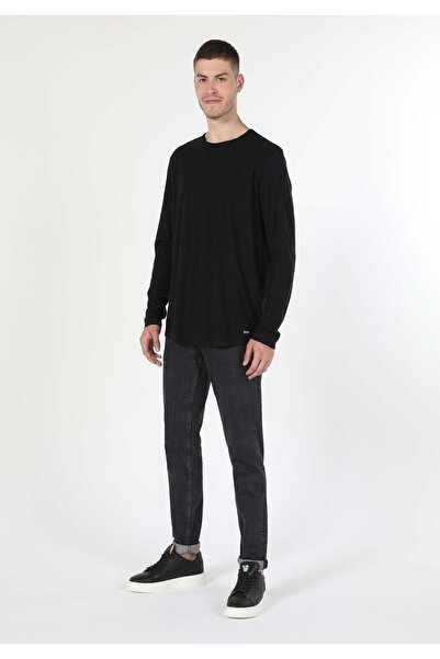 Colin's Regular Fit Yuvarlak Yaka Düz Erkek Siyah Uzun Kol Tişört