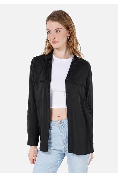 Colin's Regular Fit Shirt Neck Plain Women's Anthracite Roll-Up Shirt