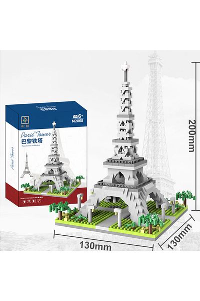 Choice M2068 600pcs Paris Tower Street View Building Block Mini Diamond Small Particle Assembly Building Bl