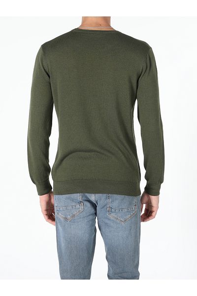 Colin's Regular Fit Round Neck Men's Green Sweater