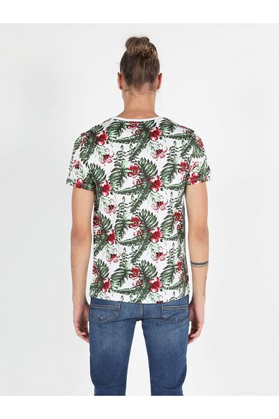 Colin's Tricou alb cu mânecă scurtă pentru bărbați, cu gât rotund, cu croiala normală