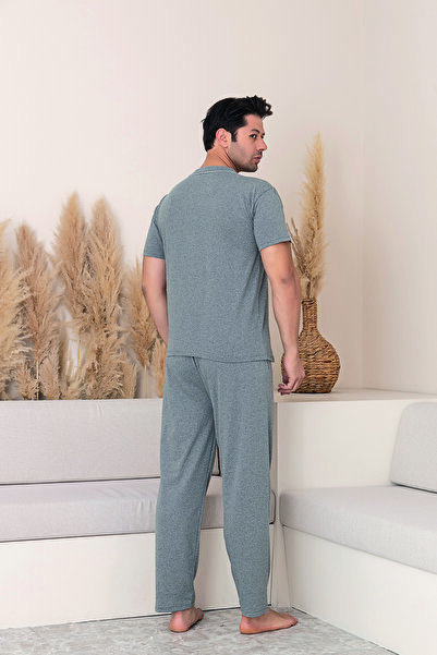 Sude HOMEWEAR Men's Short Sleeve Shirt Pajama Set