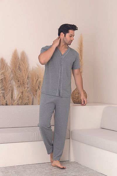 Sude HOMEWEAR Men's Short Sleeve Shirt Pajama Set