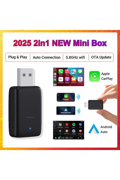 Choice محول كار بلاي ميني 2025 جديد سلكي إلى لاسلكي كار بلاي أندرويد أوتو 2 في 1 محول ميني دونجل أوتو كو