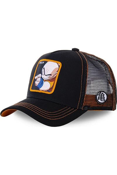 BANDAI 55-60cm Krillin Black New Dragon Ball Son Goku Cap Summer Travel Peaked Cap Men's Embroidery Hip-hop