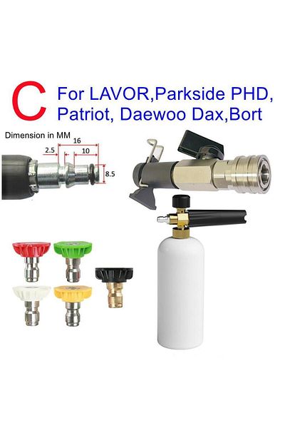 Choice C Nozzles Foam High Pressure Wash Ball Valve Kit 1/4" Quick Connector For Karcher Lavor Stihl Nilfis