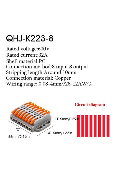 Choice 1pcs 223-8 1pc Wire Connector 2-30 Pins Fast Universal Compact Conductor Wiring Cable Electrical Pus